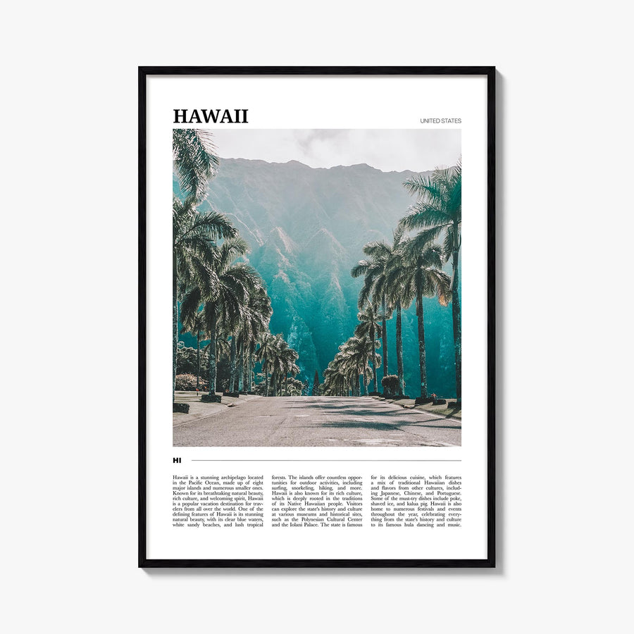 Hawaii no. 1 colorful travel poster of United States – vertical wall art, unframed print shown in interior mockup