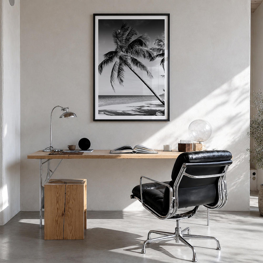 Hawaii no. 2 black & white photo poster of United States – vertical wall art in black wood frame with white border, hanging o