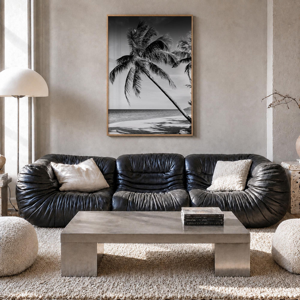 Hawaii no. 2 black & white photo poster of United States – vertical wall art in natural wood frame, hanging on wall