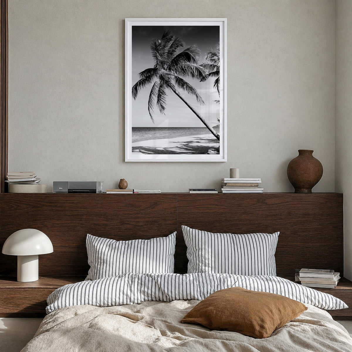 Hawaii no. 2 black & white photo poster of United States – vertical wall art in white wood frame with white border, hanging o