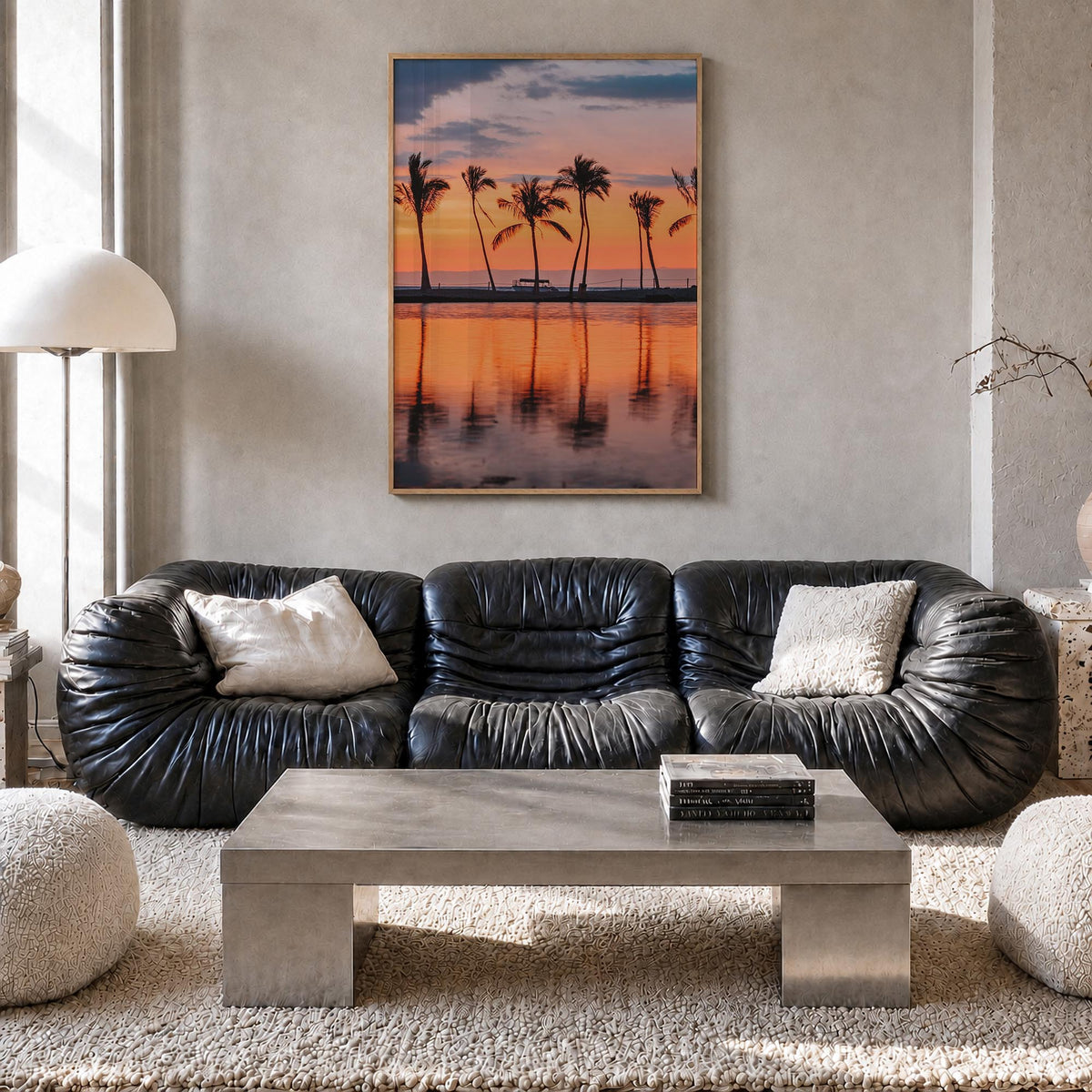 Hawaii no. 2 colorful photo poster of United States – vertical wall art in natural wood frame, hanging on wall