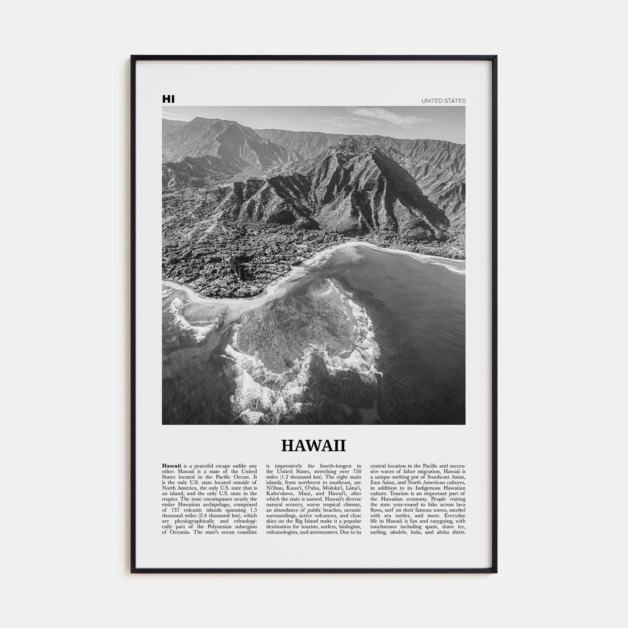 Hawaii No 3 Poster None / 8x12 in Nbourhood Travel B&W Poster