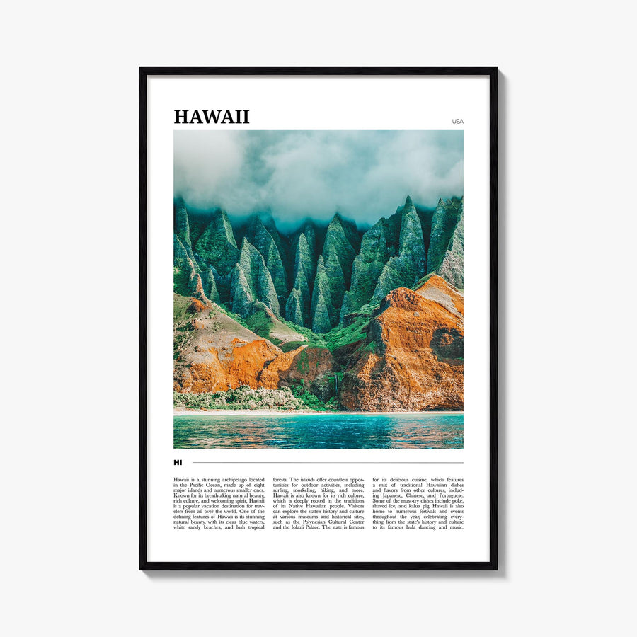 Hawaii no. 4 colorful travel poster of United States – vertical wall art, unframed print shown in interior mockup