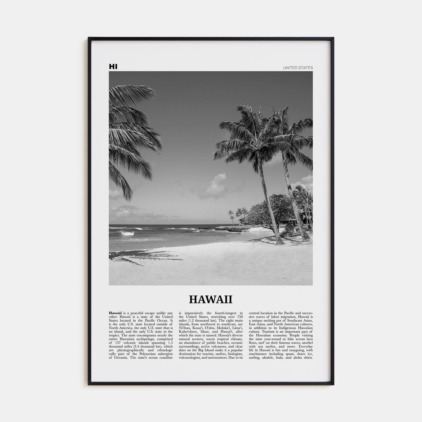 Hawaii No 4 Poster None / 8x12 in Nbourhood Travel B&W Poster