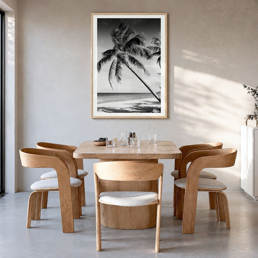 Hawaii Photo No 2 Poster in a natural wood frame, hanging in a dining room, white border