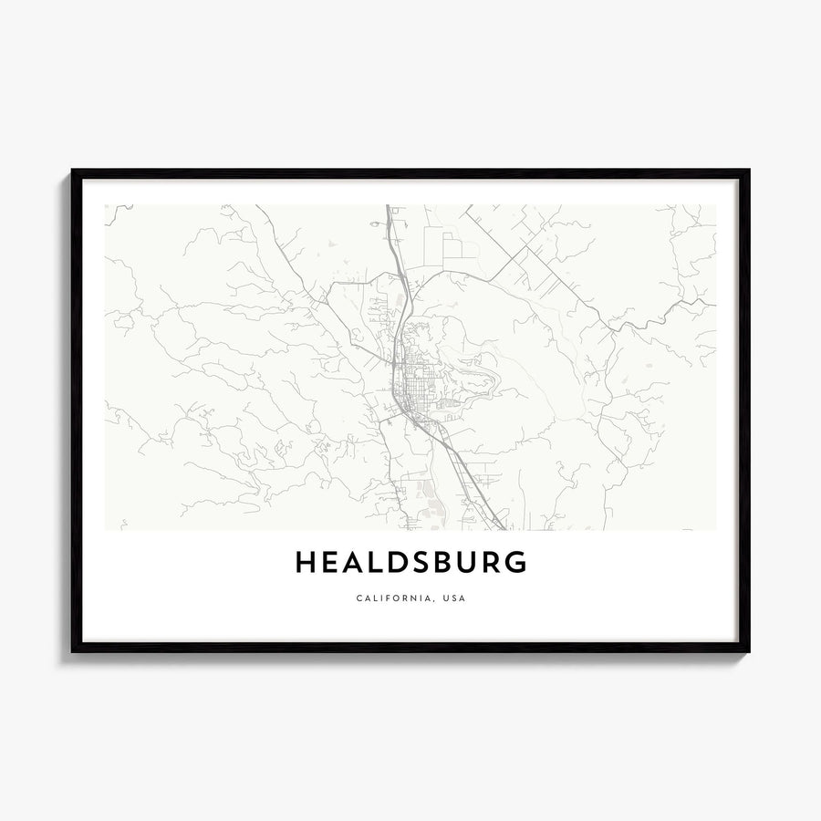 Healdsburg Map Poster, framed poster mockup