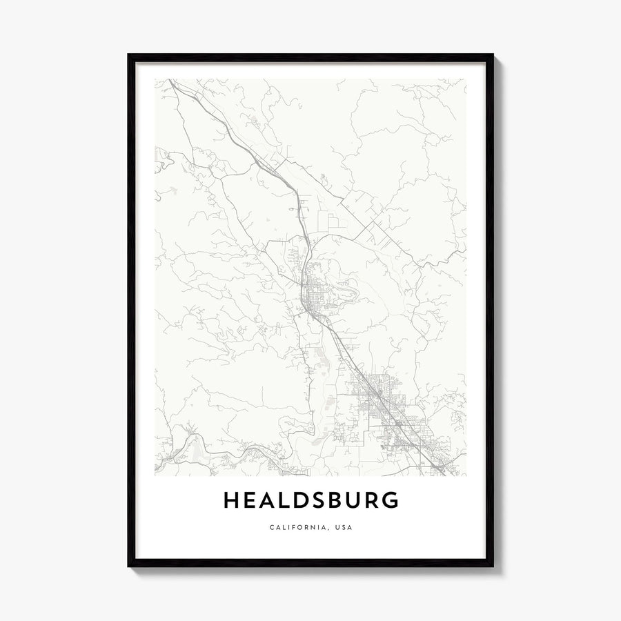 Healdsburg Map Poster, framed poster mockup