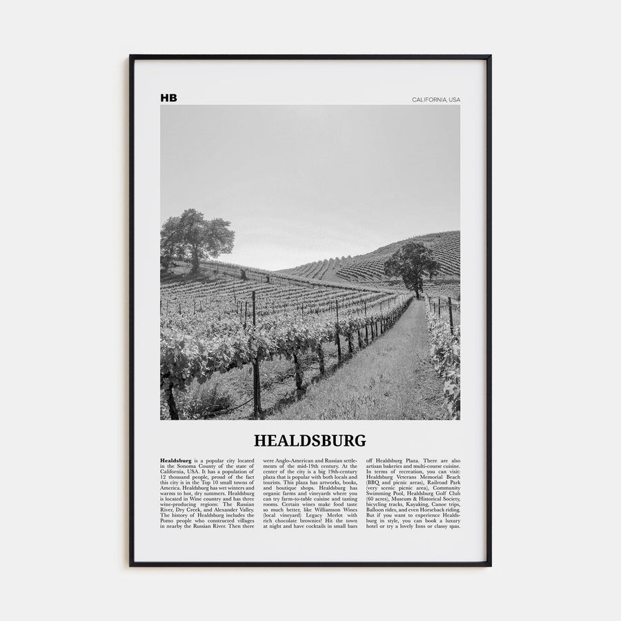 Healdsburg Poster None / 8x12 in Nbourhood Travel B&W Poster