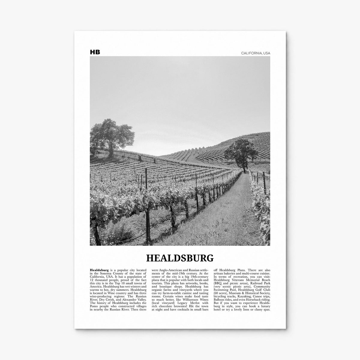 Healdsburg Newspaper Poster, print only (unframed)