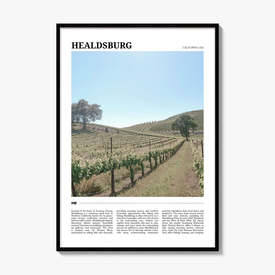 Healdsburg Travel Poster, framed poster mockup
