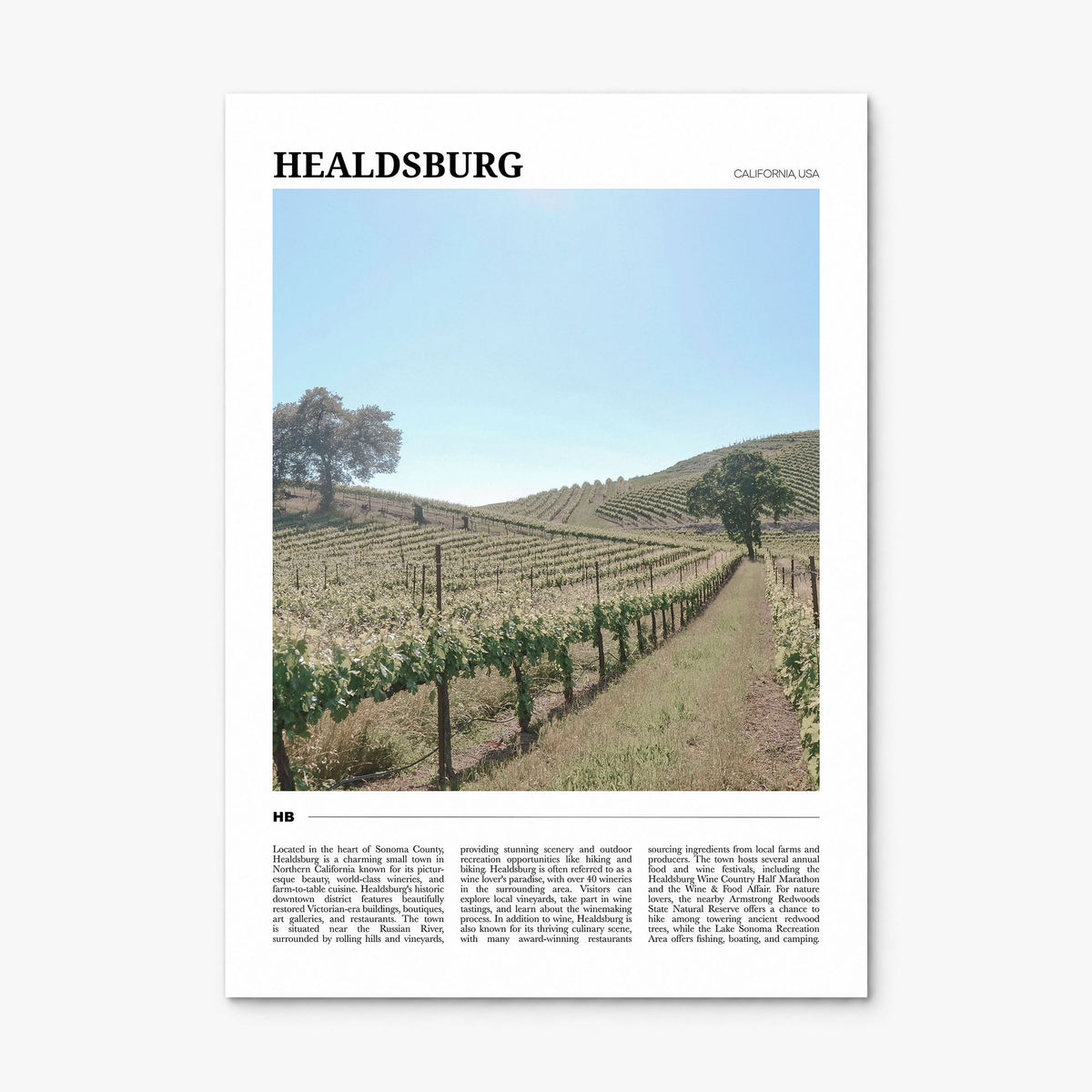 Healdsburg Travel Poster, print only (unframed)