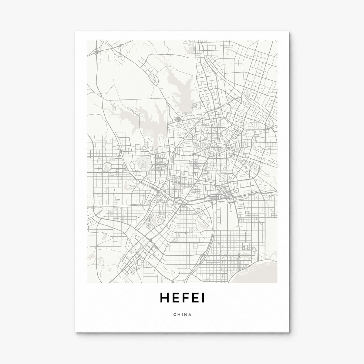 Hefei Map Poster, print only (unframed)