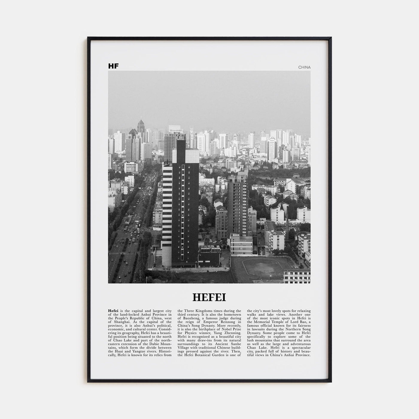 Hefei Poster None / 8x12 in Nbourhood Travel B&W Poster