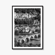 Heidelberg black & white photo poster of Germany – vertical wall art, unframed print shown in interior mockup