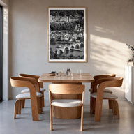 Heidelberg black & white photo poster of Germany – vertical wall art in natural wood frame with white border, hanging on wall