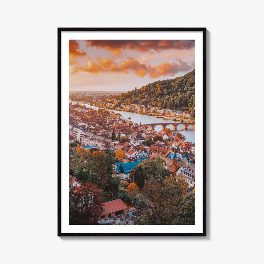 Heidelberg colorful photo poster of Germany – vertical wall art, unframed print shown in interior mockup