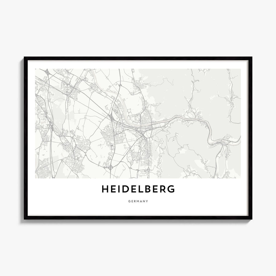 Heidelberg Map Poster, framed poster mockup
