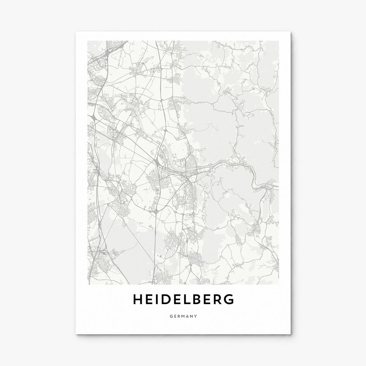 Heidelberg Map Poster, print only (unframed)