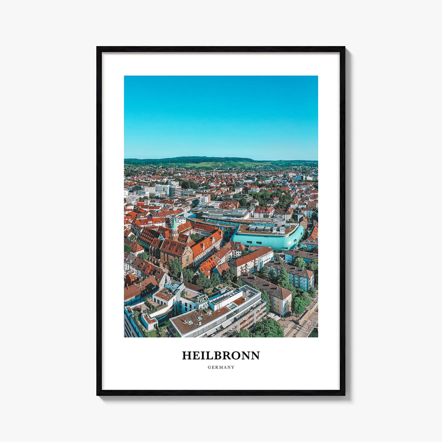 Heilbronn colorful classic poster of Germany – vertical wall art, unframed print shown in interior mockup