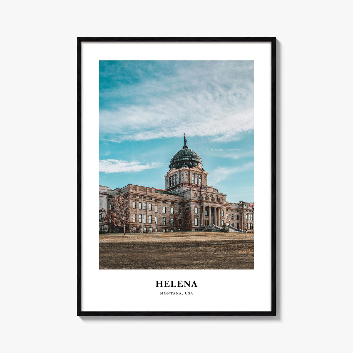 Helena colorful classic poster of Montana, USA – vertical wall art, unframed print shown in interior mockup