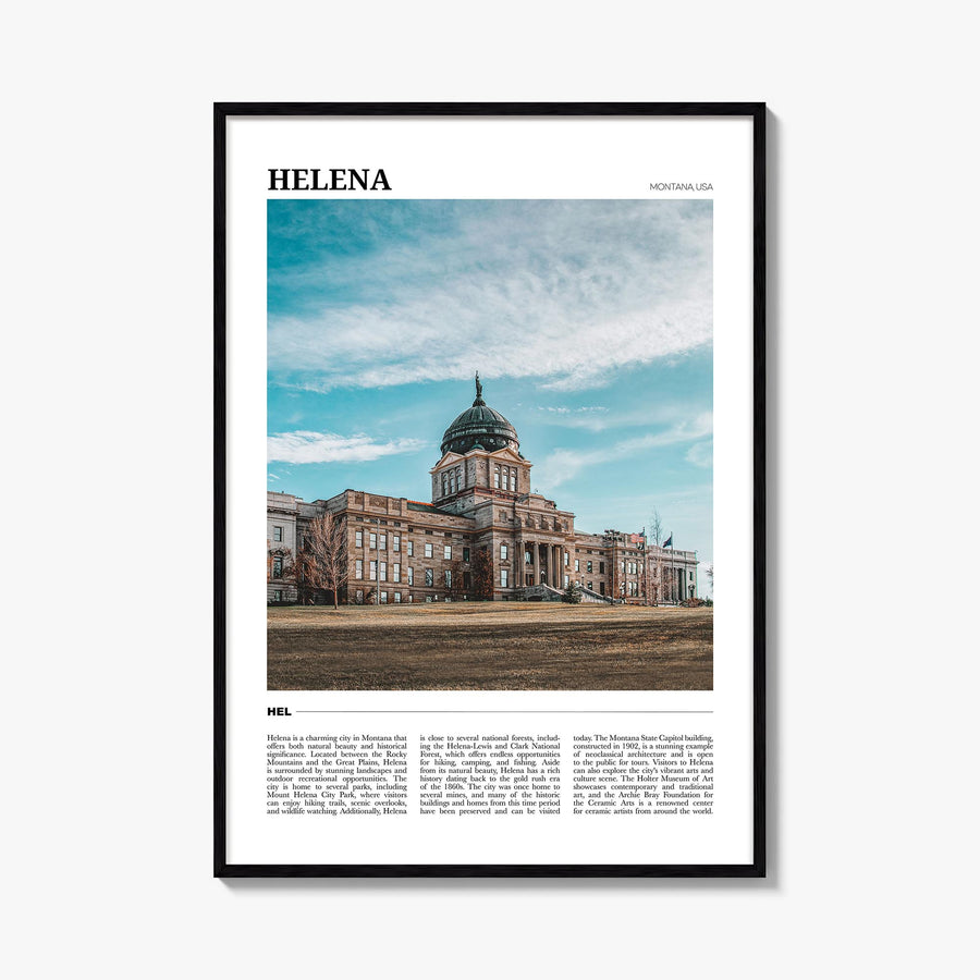 Helena colorful travel poster of Montana, USA – vertical wall art, unframed print shown in interior mockup
