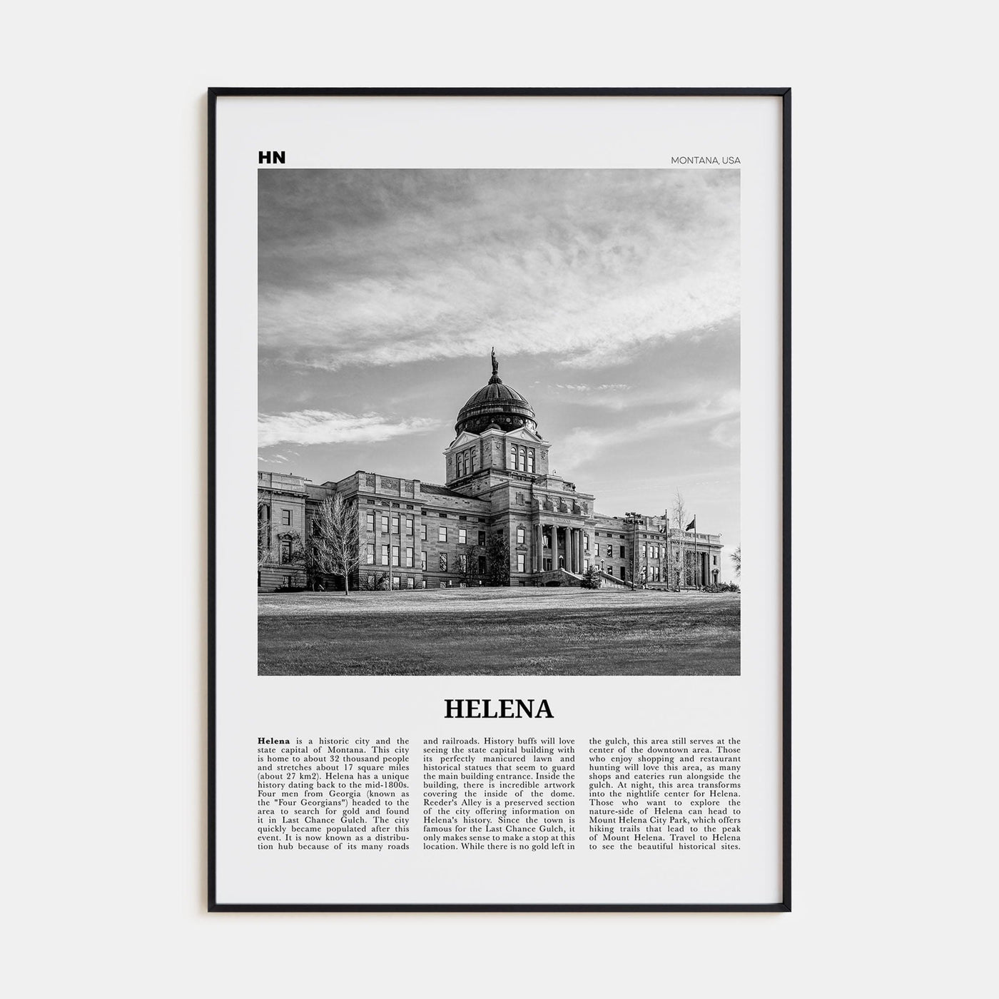 Helena No 1 Poster None / 8x12 in Nbourhood Travel B&W Poster