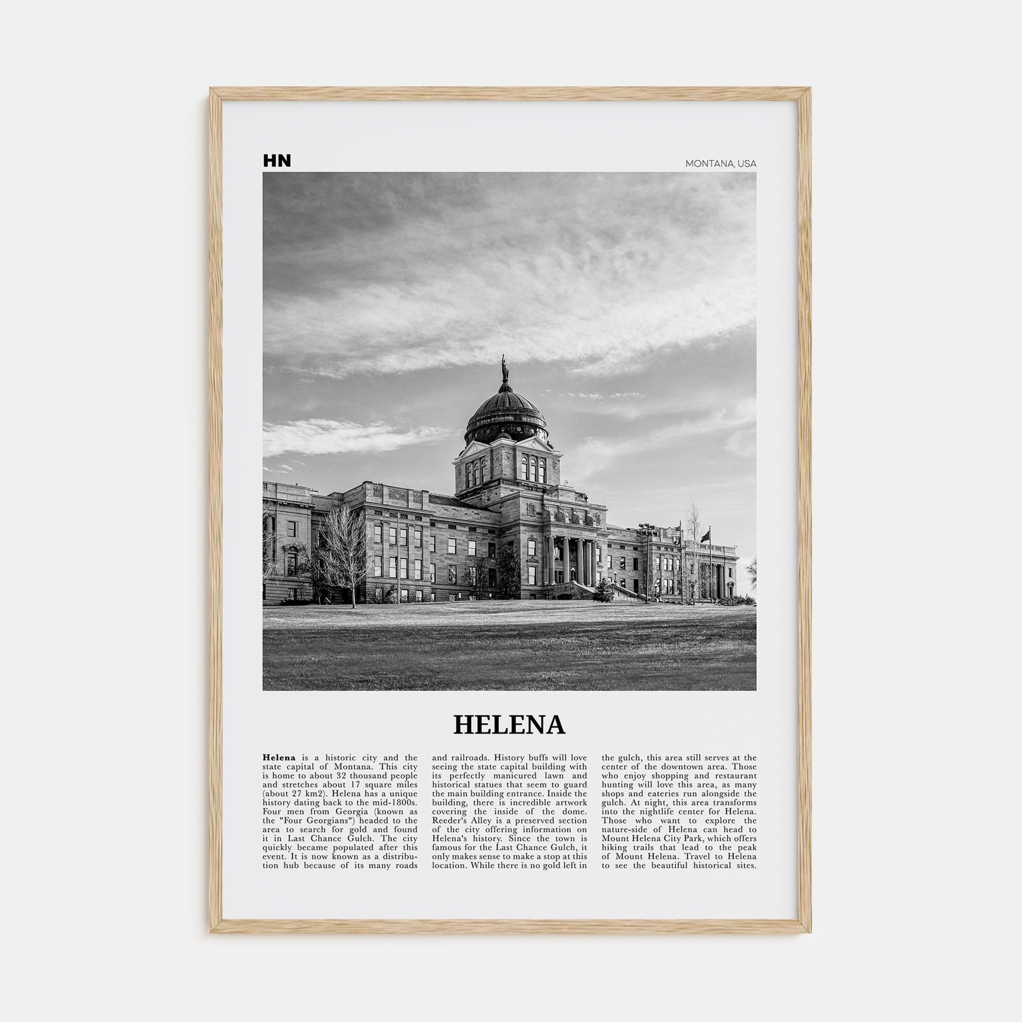 Helena No 1 Poster Natural Wood / 8x12 in Nbourhood Travel B&W Poster