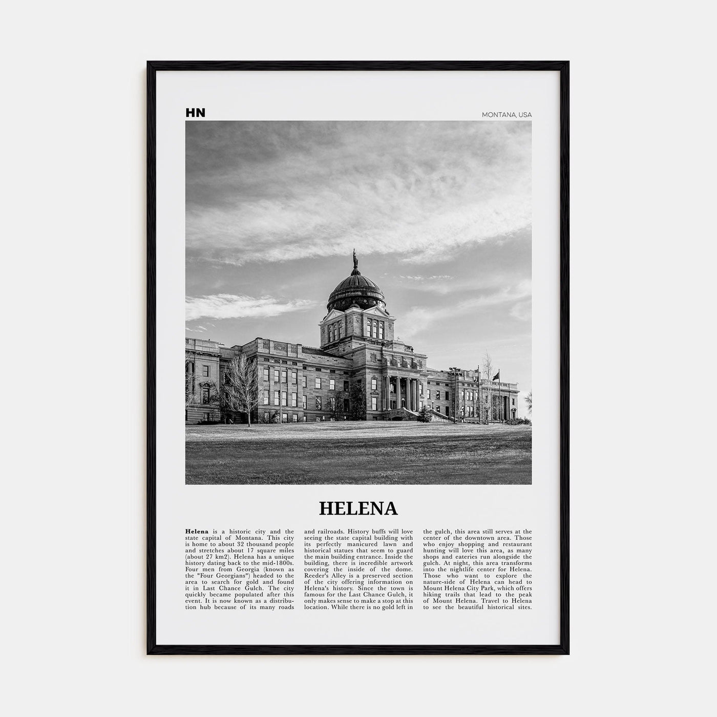 Helena No 1 Poster Black Wood / 8x12 in Nbourhood Travel B&W Poster