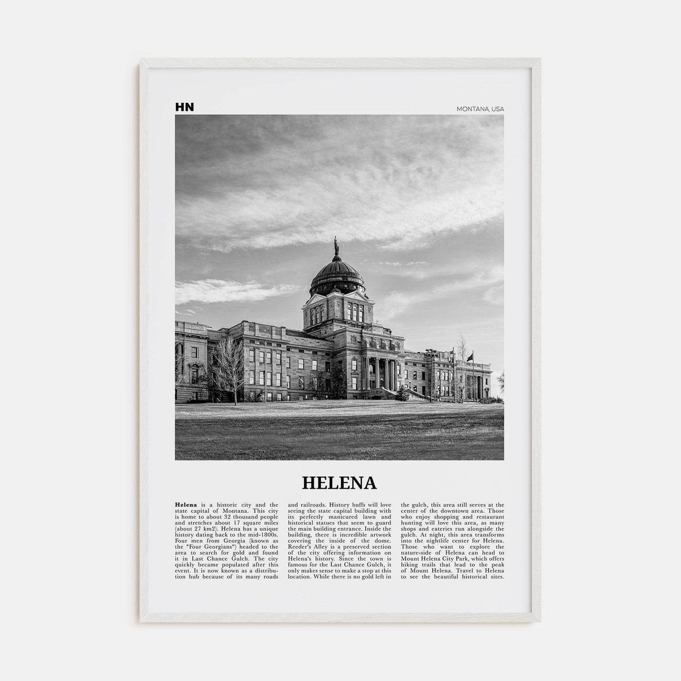 Helena No 1 Poster White Wood / 8x12 in Nbourhood Travel B&W Poster