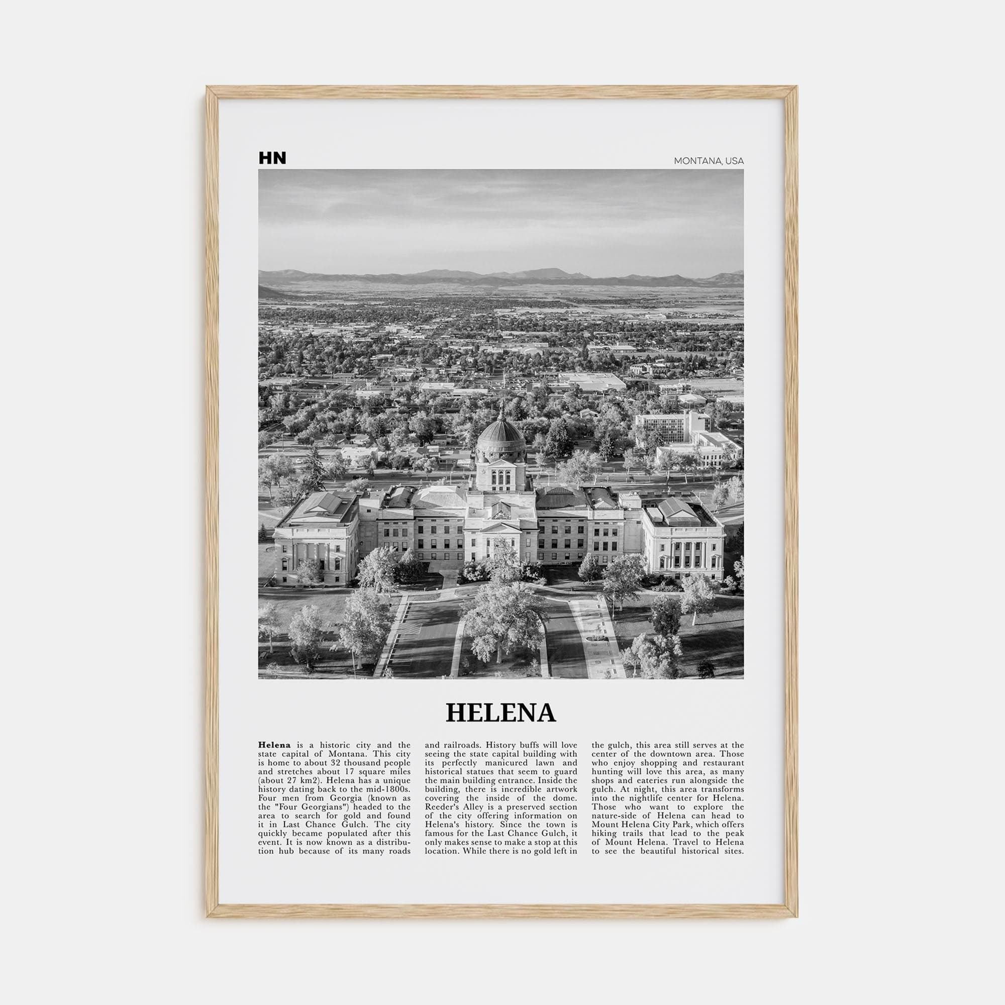 Helena No 2 Poster Natural Wood / 8x12 in Nbourhood Travel B&W Poster