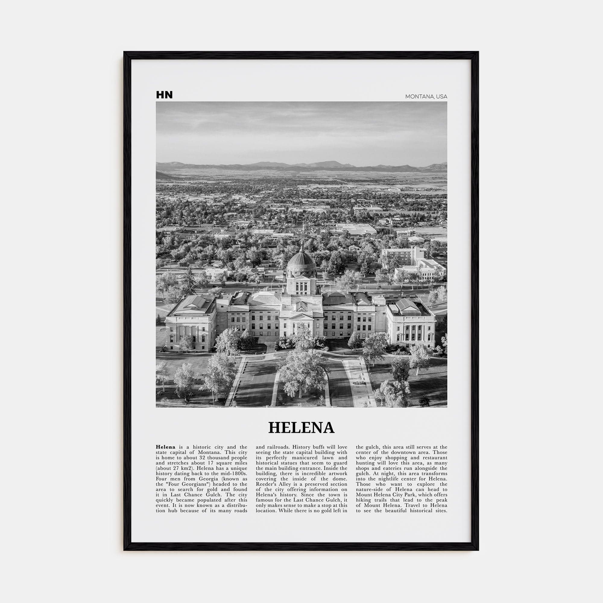 Helena No 2 Poster Black Wood / 8x12 in Nbourhood Travel B&W Poster