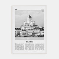 Helsinki Poster White Wood / 8x12 in Nbourhood Travel B&W Poster