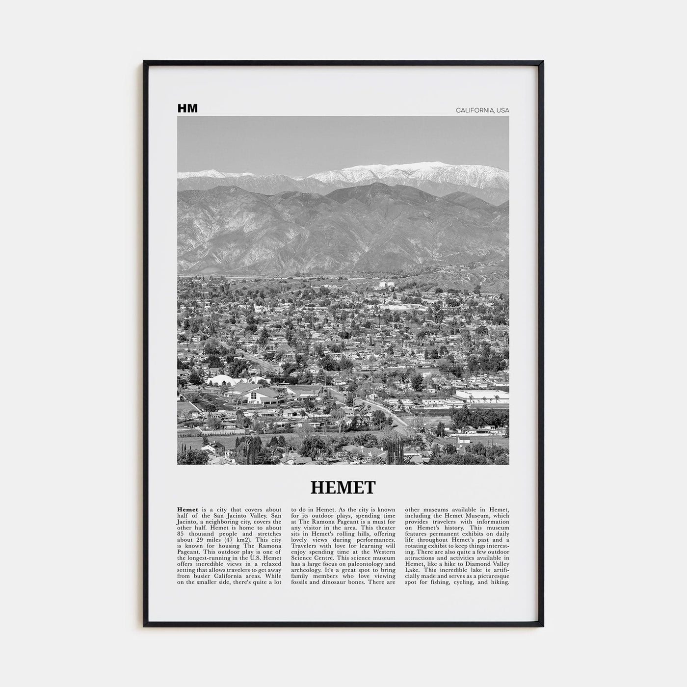 Hemet Poster None / 8x12 in Nbourhood Travel B&W Poster