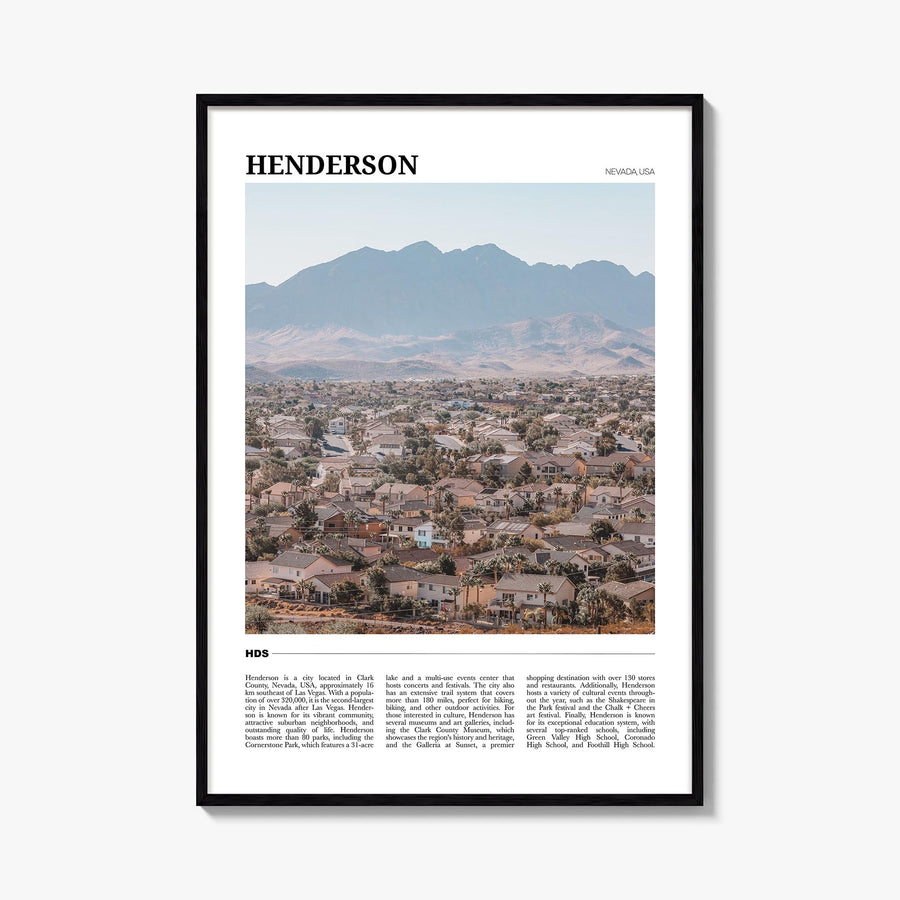 Henderson colorful travel poster of Nevada, USA – vertical wall art, unframed print shown in interior mockup