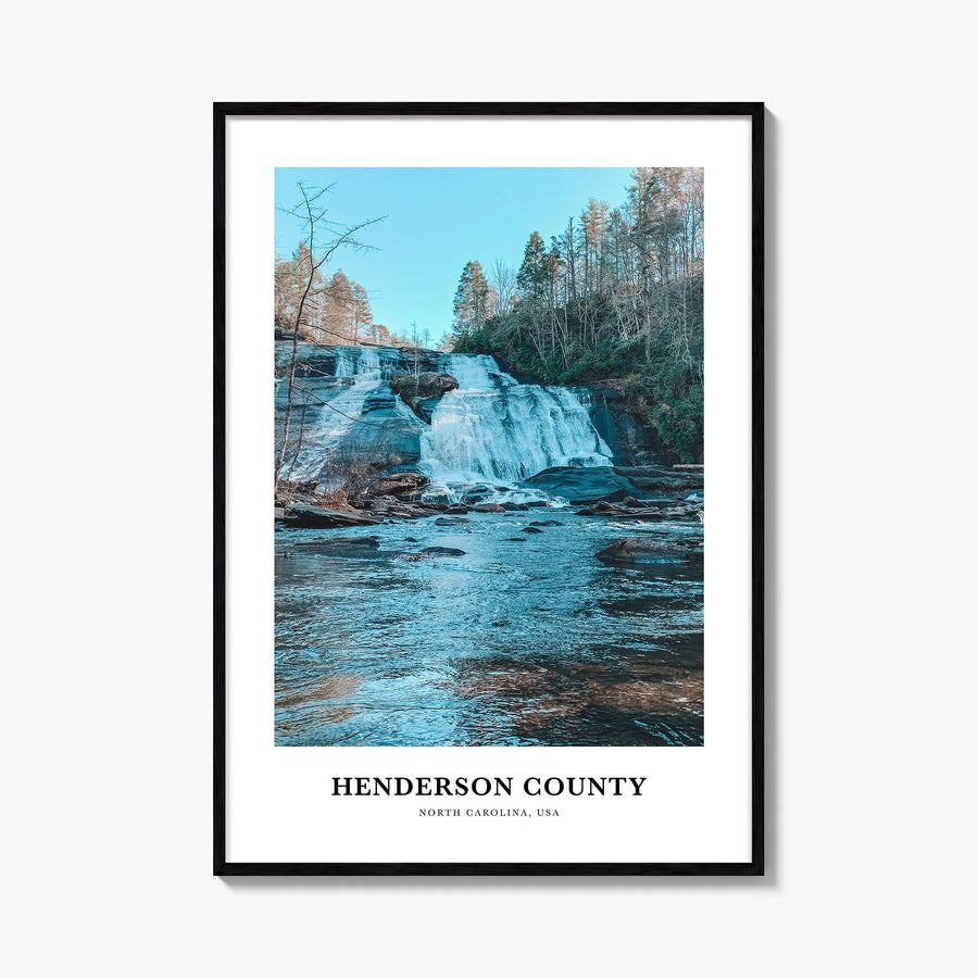 Henderson County colorful classic poster of North Carolina, USA – vertical wall art, unframed print shown in interior mockup