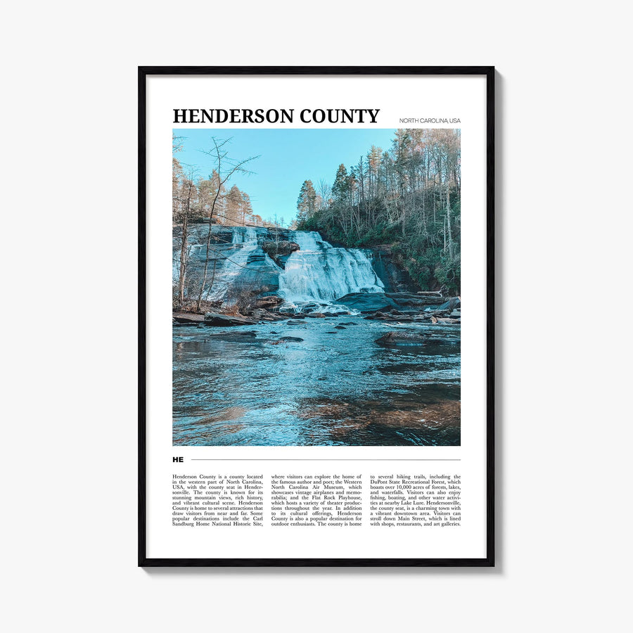 Henderson County colorful travel poster of North Carolina, USA – vertical wall art, unframed print shown in interior mockup