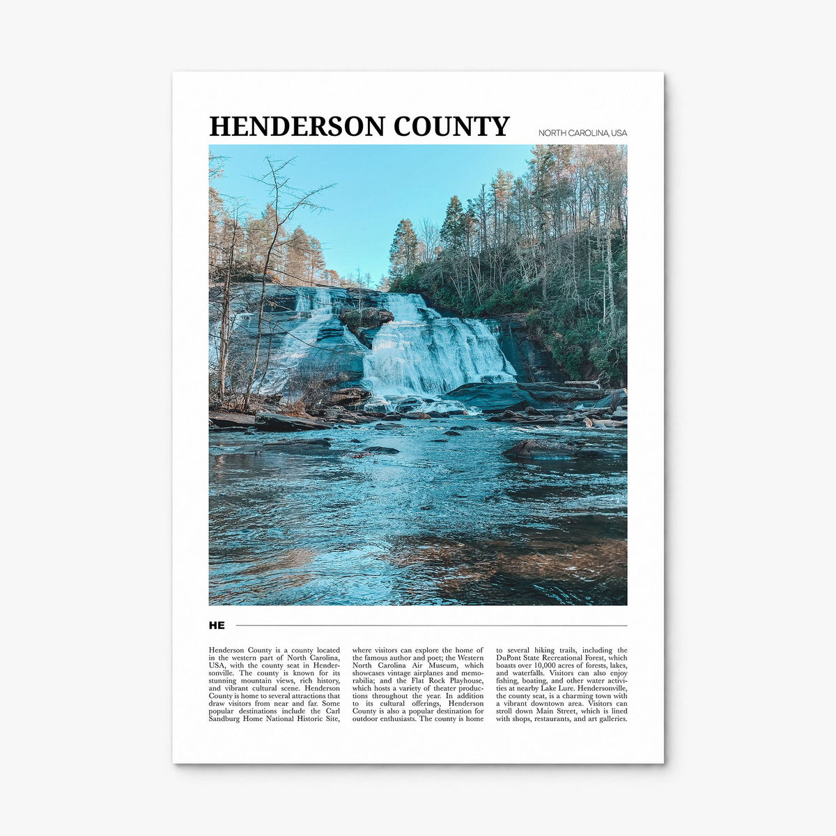 Henderson County, North Carolina Travel Poster, print only (unframed)