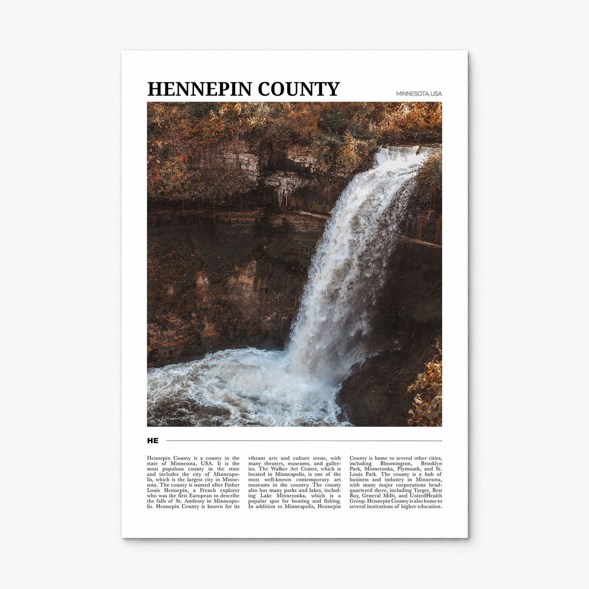 Hennepin County Travel Poster, print only (unframed)