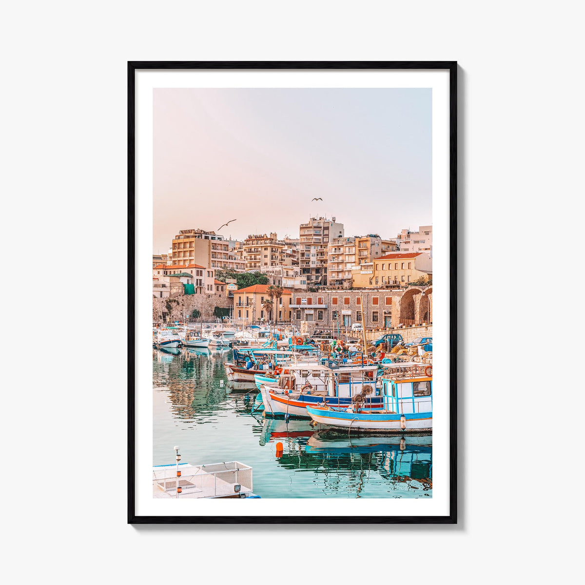 Heraklion colorful photo poster of Greece – vertical wall art, unframed print shown in interior mockup