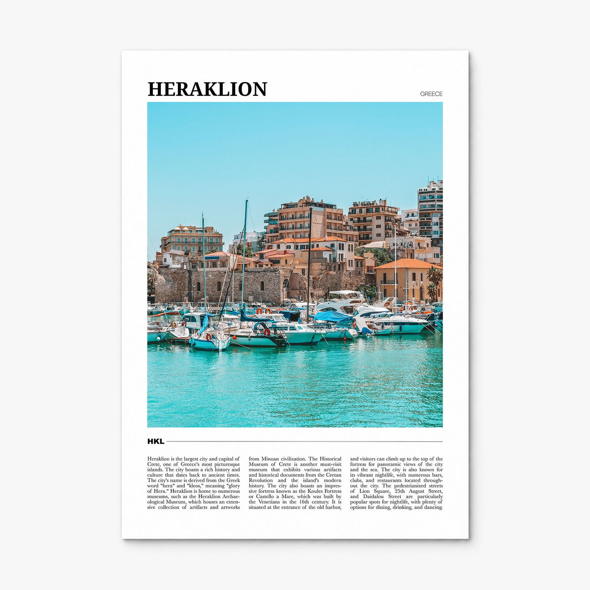 Heraklion Travel Poster, print only (unframed)