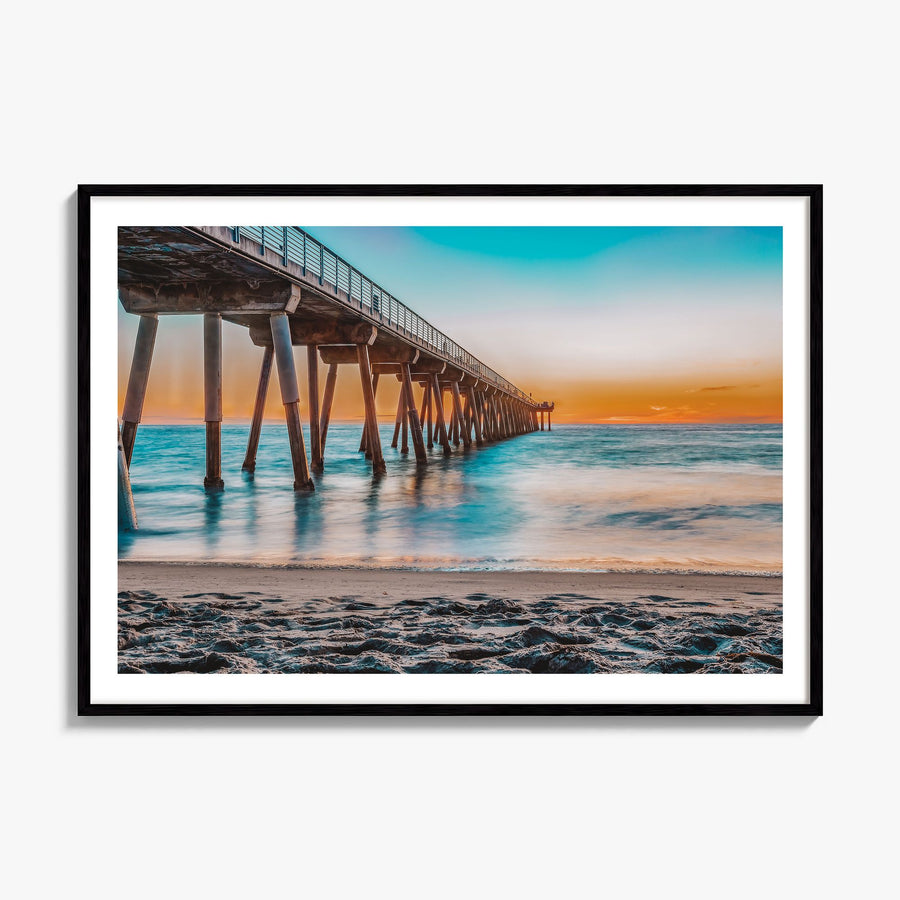 Hermosa Beach Photo Poster, framed poster mockup, white border
