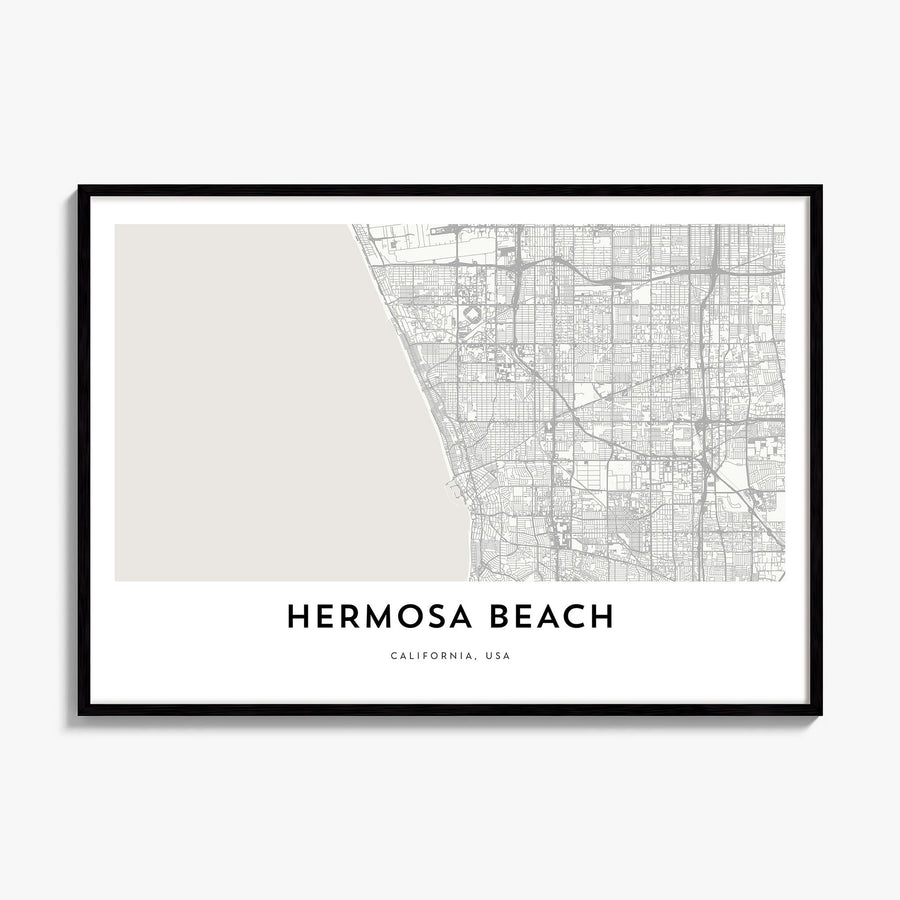 Hermosa Beach Map Poster, framed poster mockup