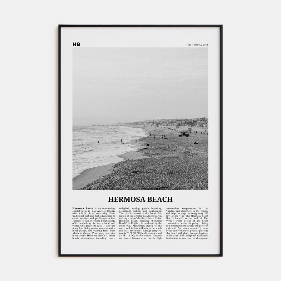 Hermosa Beach No 1 Poster None / 8x12 in Nbourhood Travel B&W Poster