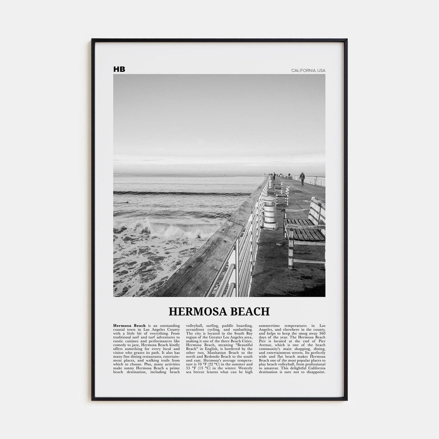 Hermosa Beach No 2 Poster None / 8x12 in Nbourhood Travel B&W Poster