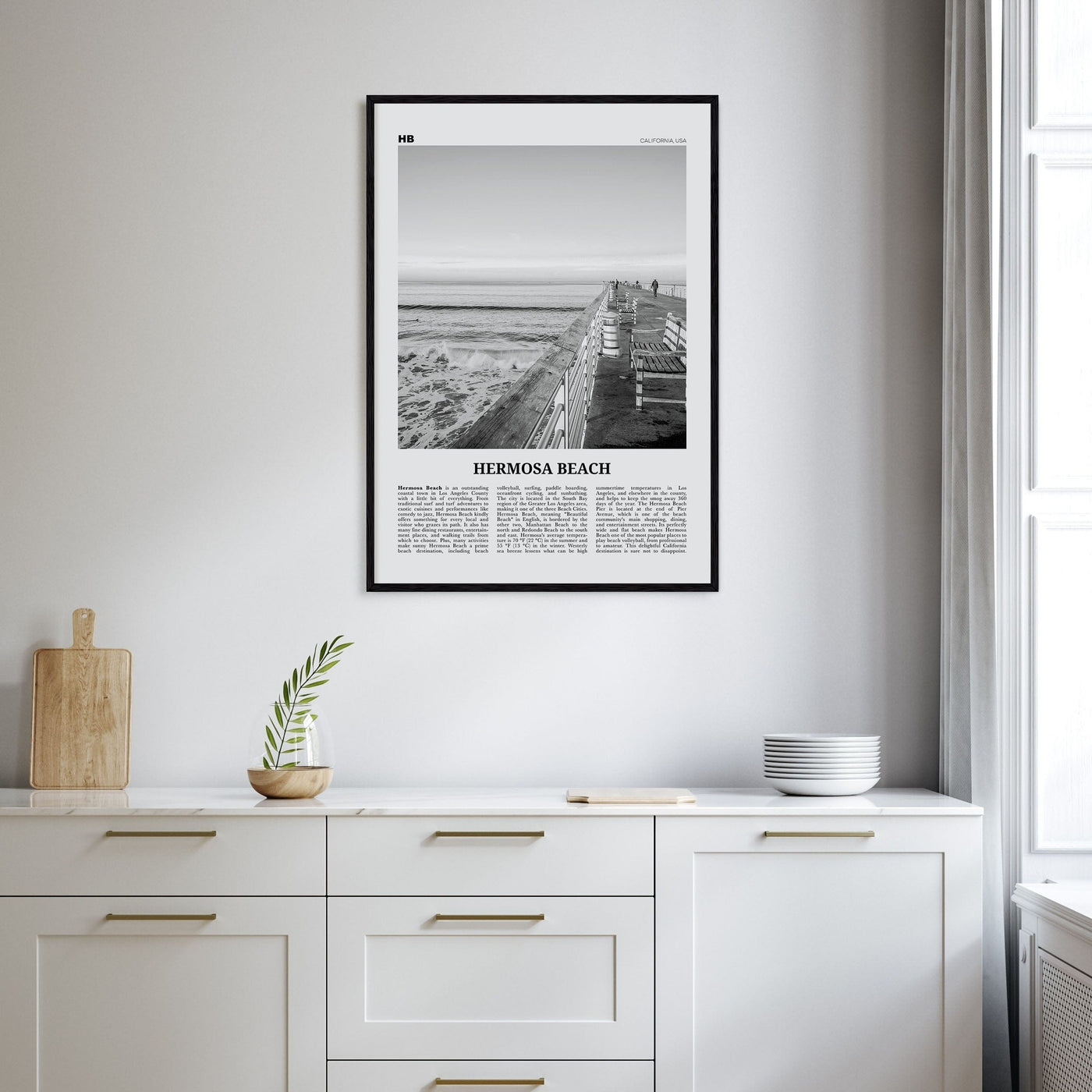 Hermosa Beach No 2 Poster Nbourhood Travel B&W Poster