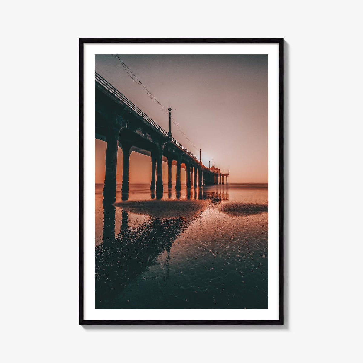 Hermosa Beach no. 3 colorful photo poster of California, USA – vertical wall art, unframed print shown in interior mockup