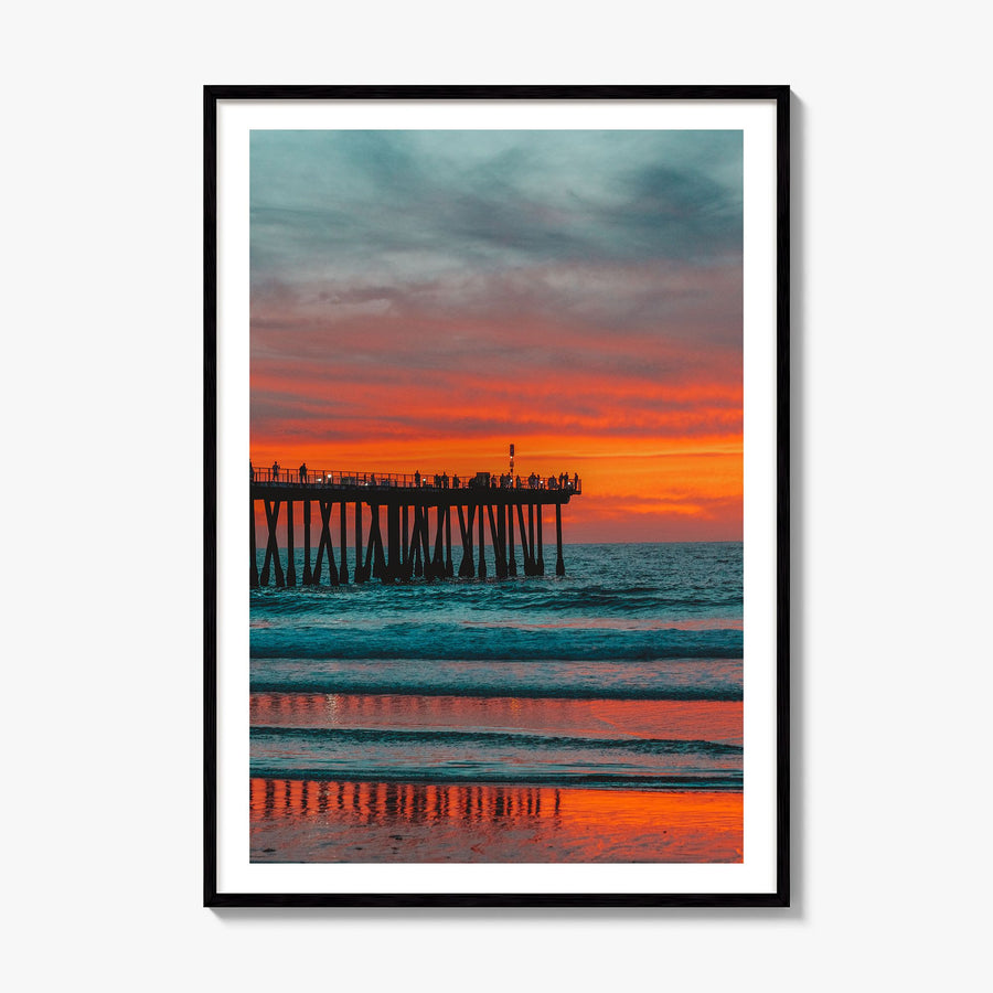 Hermosa Beach Photo No 2 Poster, framed poster mockup, white border