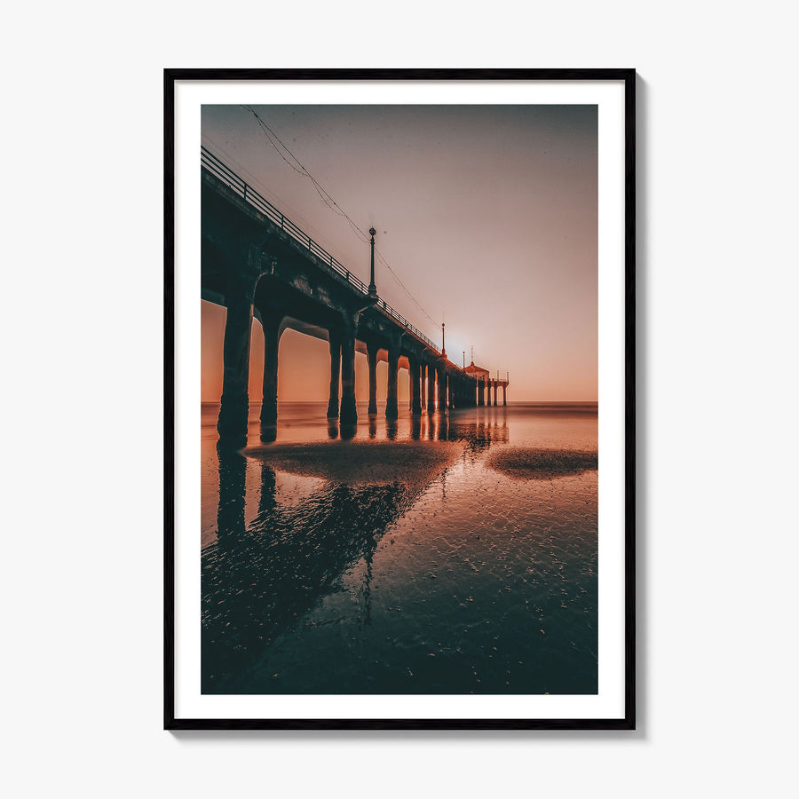 Hermosa Beach Photo No 3 Poster, framed poster mockup, white border