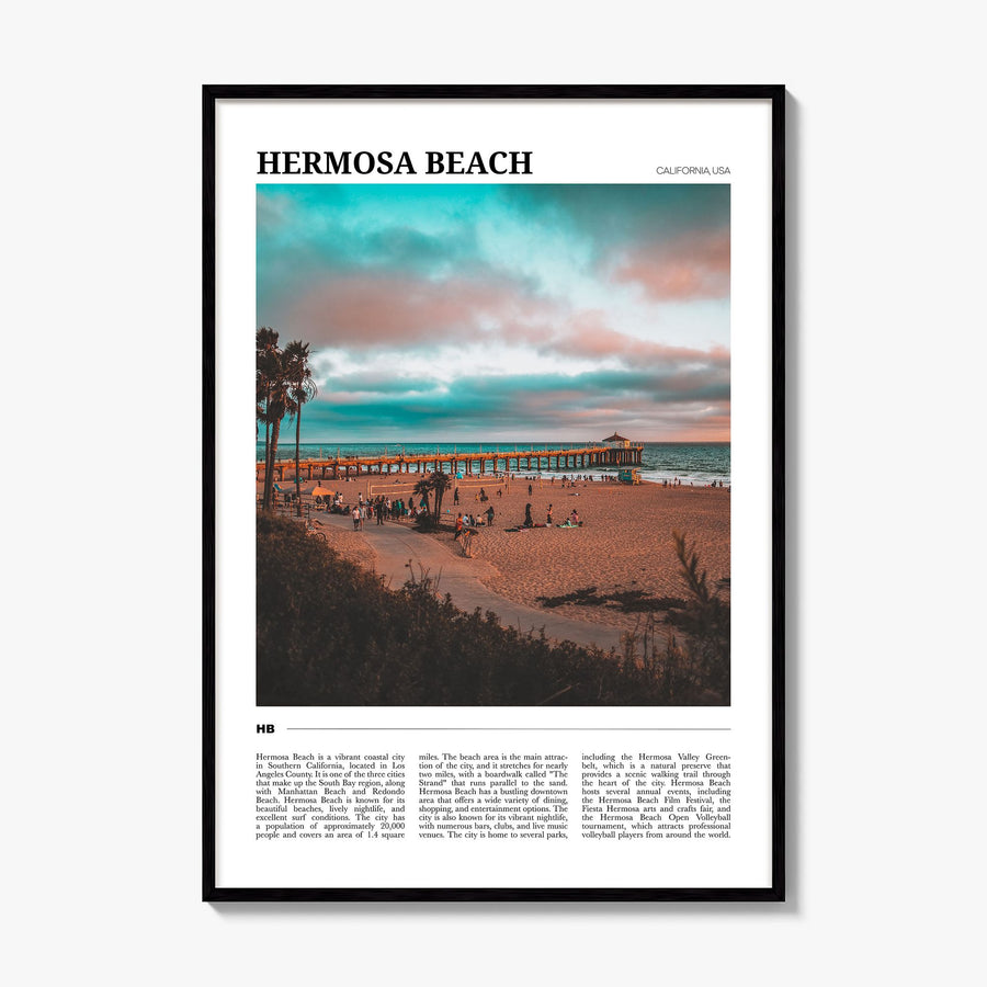 Hermosa Beach Travel Poster, framed poster mockup