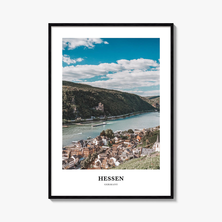 Hessen colorful classic poster of Germany – vertical wall art, unframed print shown in interior mockup